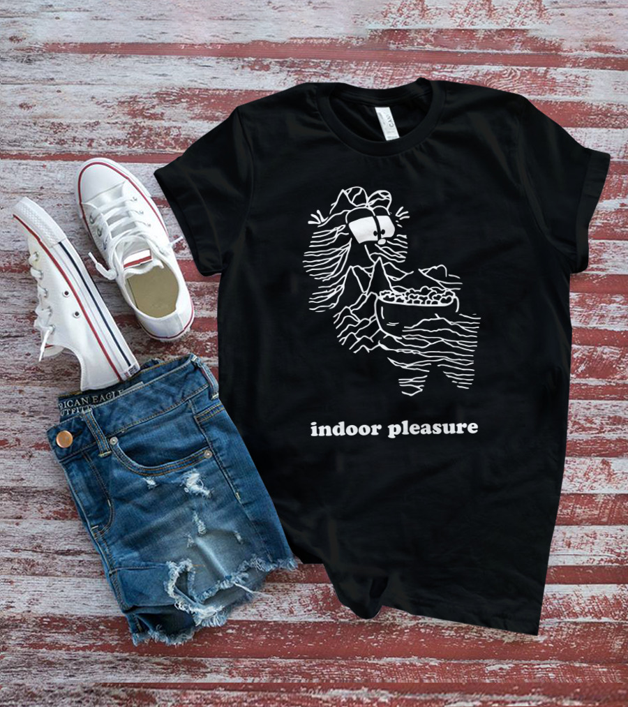 Indoor Pleasure Line Art Cartoon With Snack Bowl T-Shirt