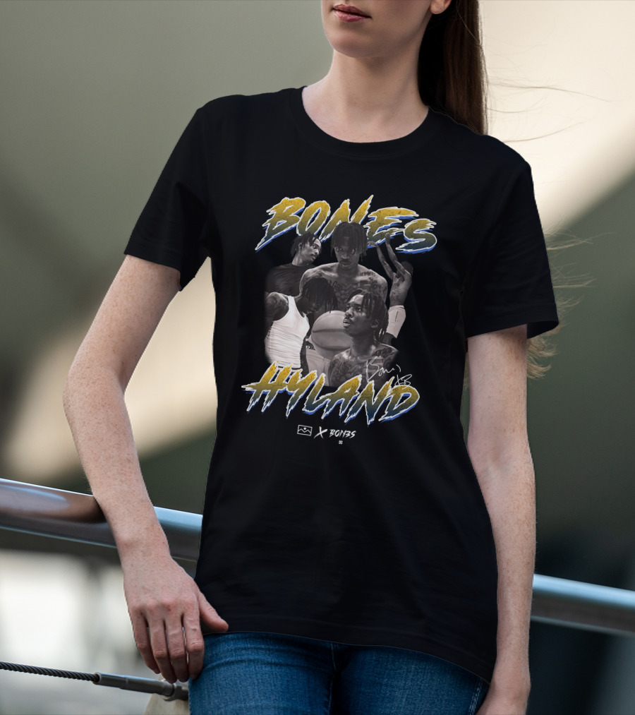 Bones Hyland Vintage Photo Collage Basketball X Bones T-Shirt