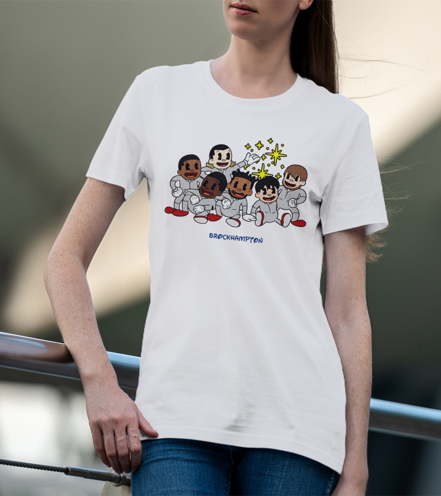 Brockhampton Cartoon Group Portrait With Stars T-Shirt