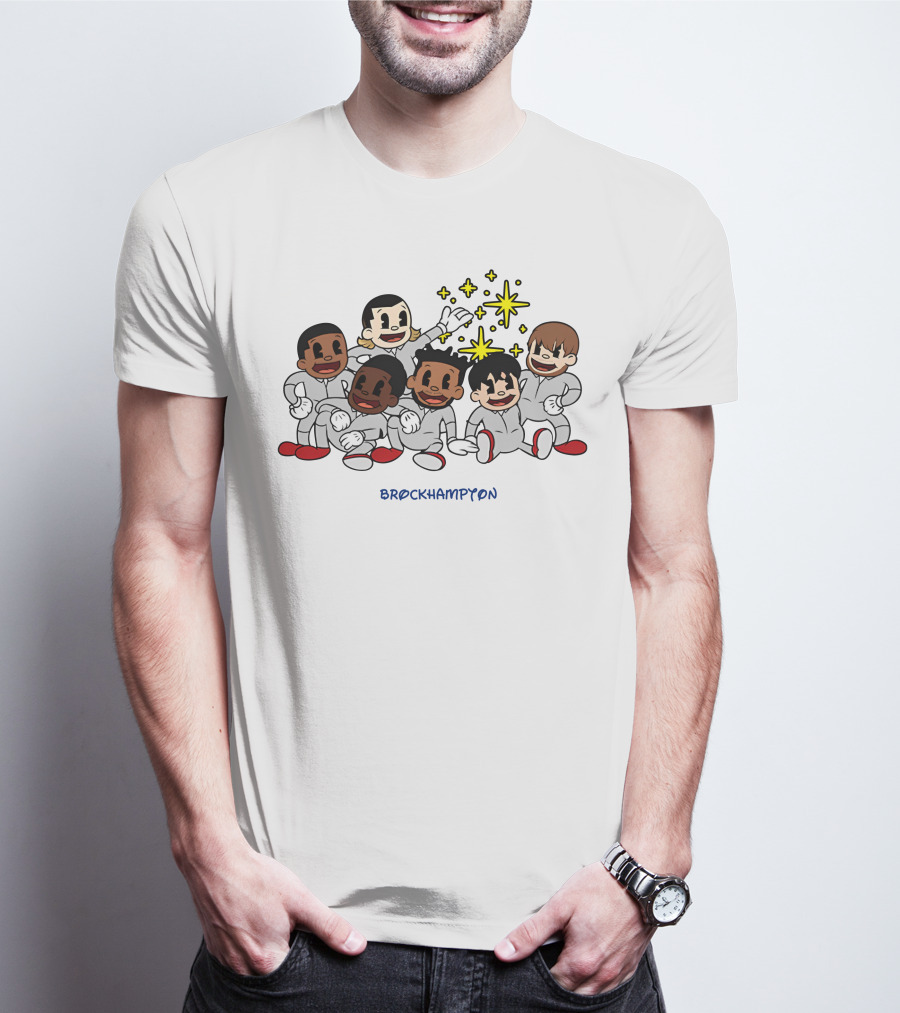 Brockhampton Cartoon Group Portrait With Stars T-Shirt