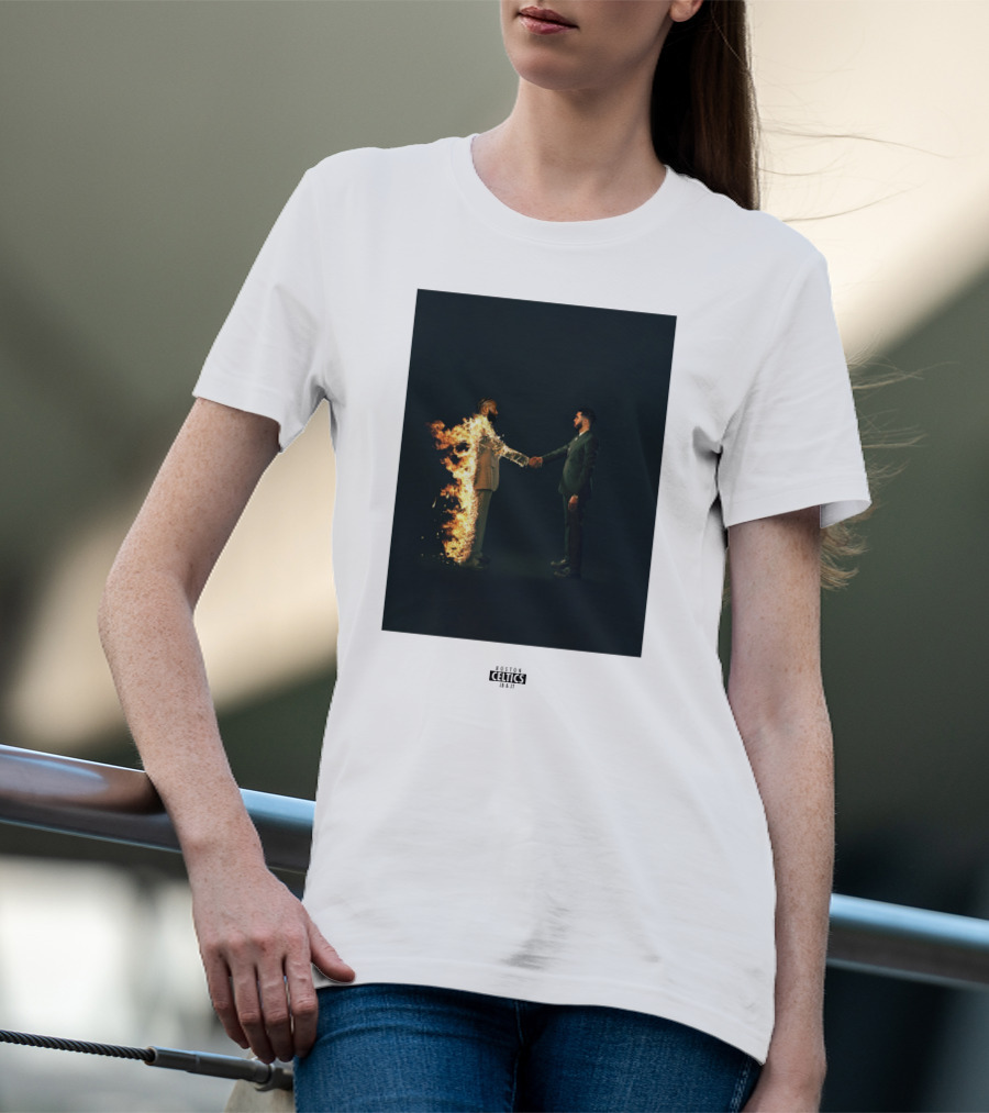 Boston Celtics 18/19 Jayson Tatum Jaylen Brown Handshake Fire T-Shirt