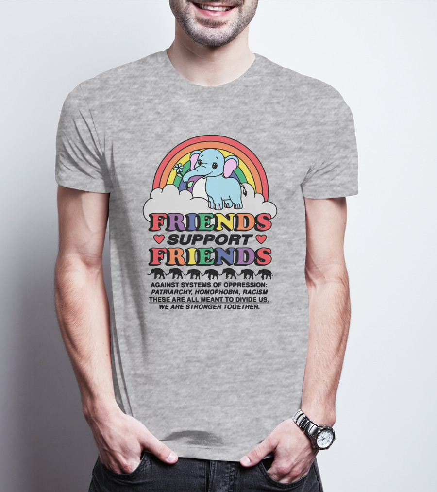 Friends Support Friends Against Systems Of Oppression Patriarchy Homophobia Racism We Are Stronger Together T-Shirt