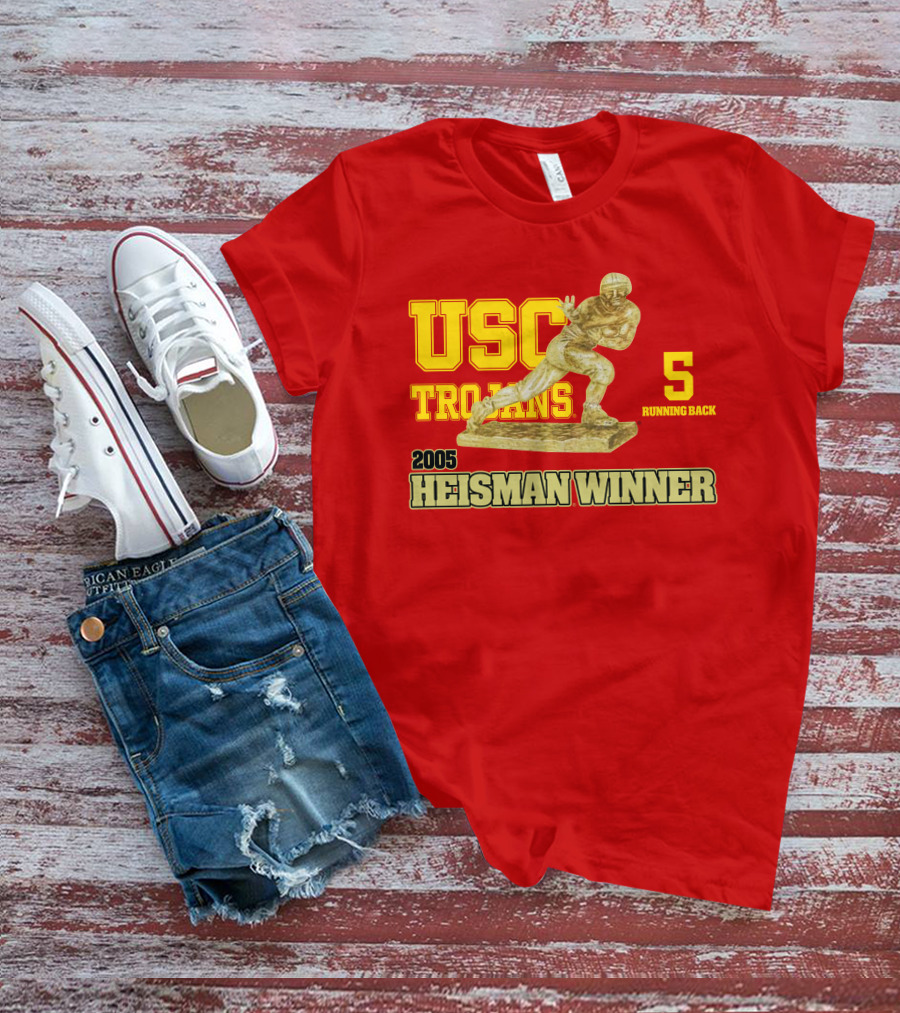 USC Trojans 5 Running Back 2005 Heisman Winner Football Achievement T-Shirt