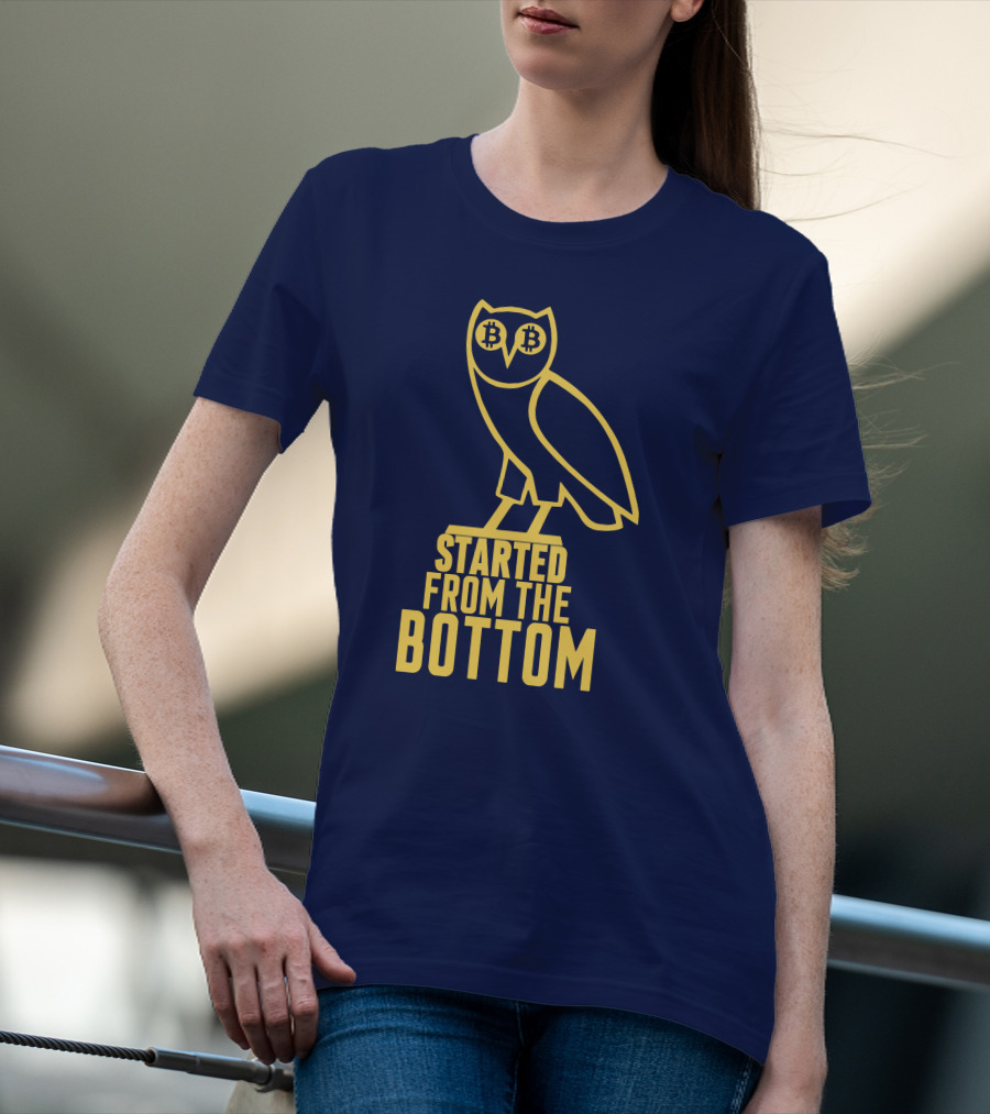 Mr Hodl Bitcoin Started From The Bottom Owl Bitcoin Eyes T-Shirt