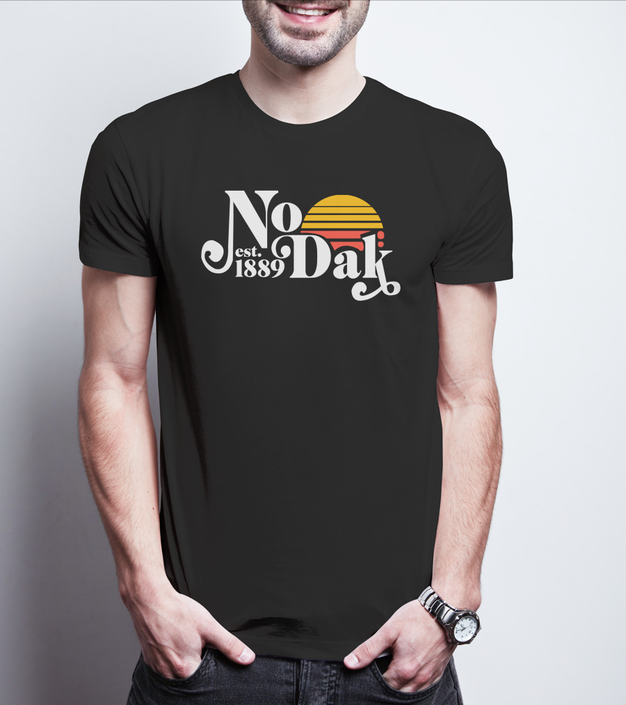 No Dak Est 1889 Retro Sunset T-Shirt
