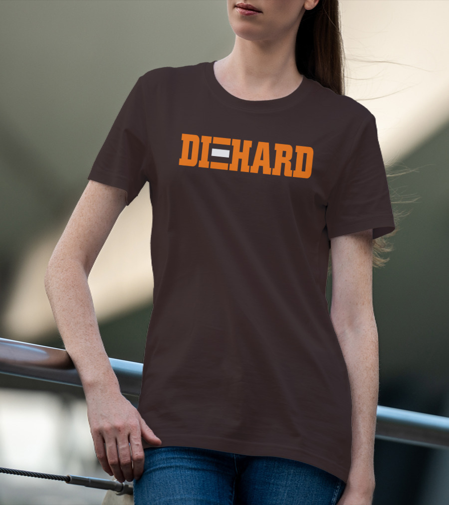 Yvette Diehard Equal Symbol Text In Bold Orange Font T-Shirt