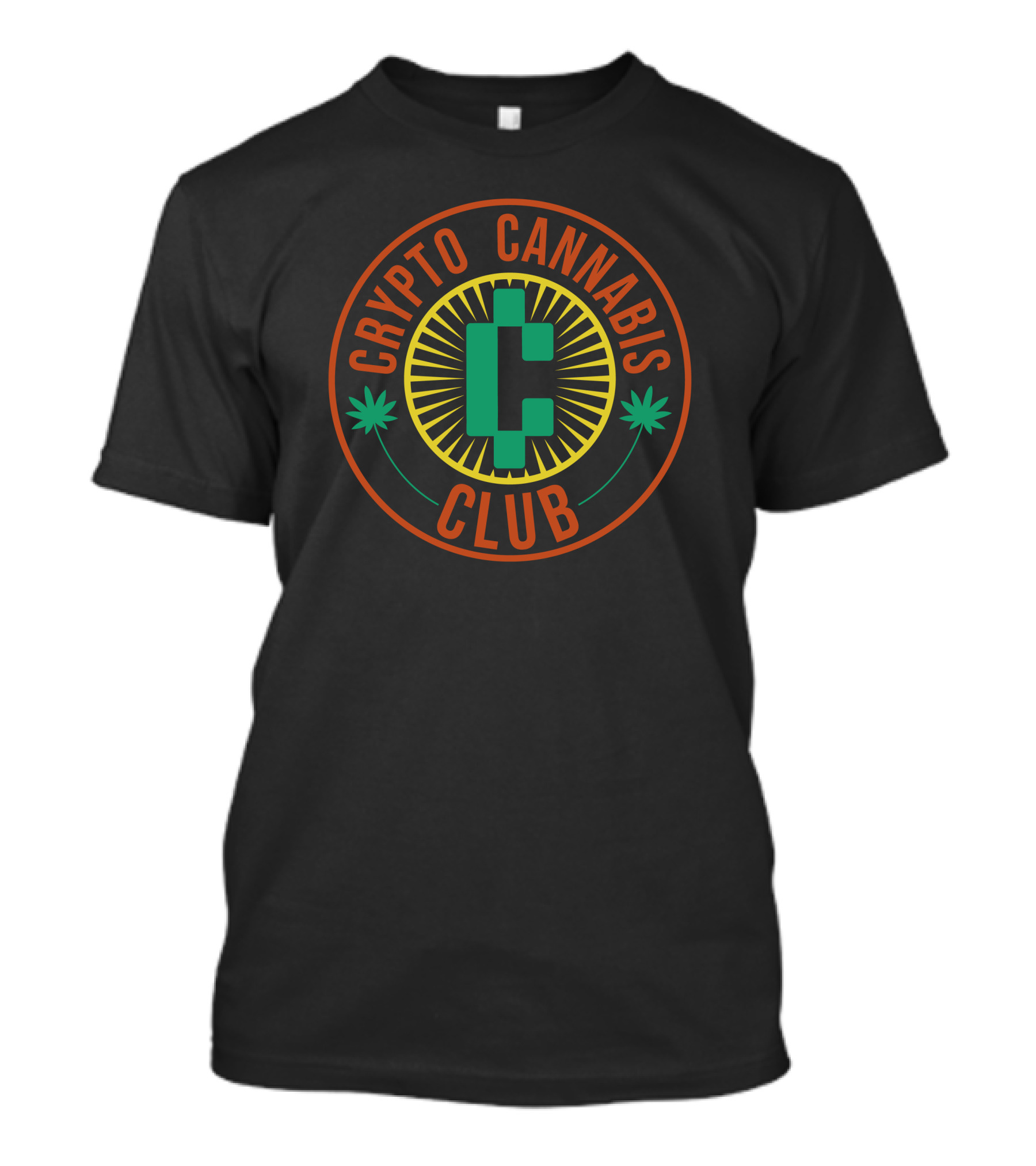 Crypto Cannabis Club Obieron17201 Circle Emblem With Leaf And Green C T-Shirt