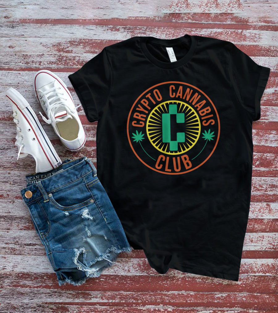 Crypto Cannabis Club Obieron17201 Circle Emblem With Leaf And Green C T-Shirt