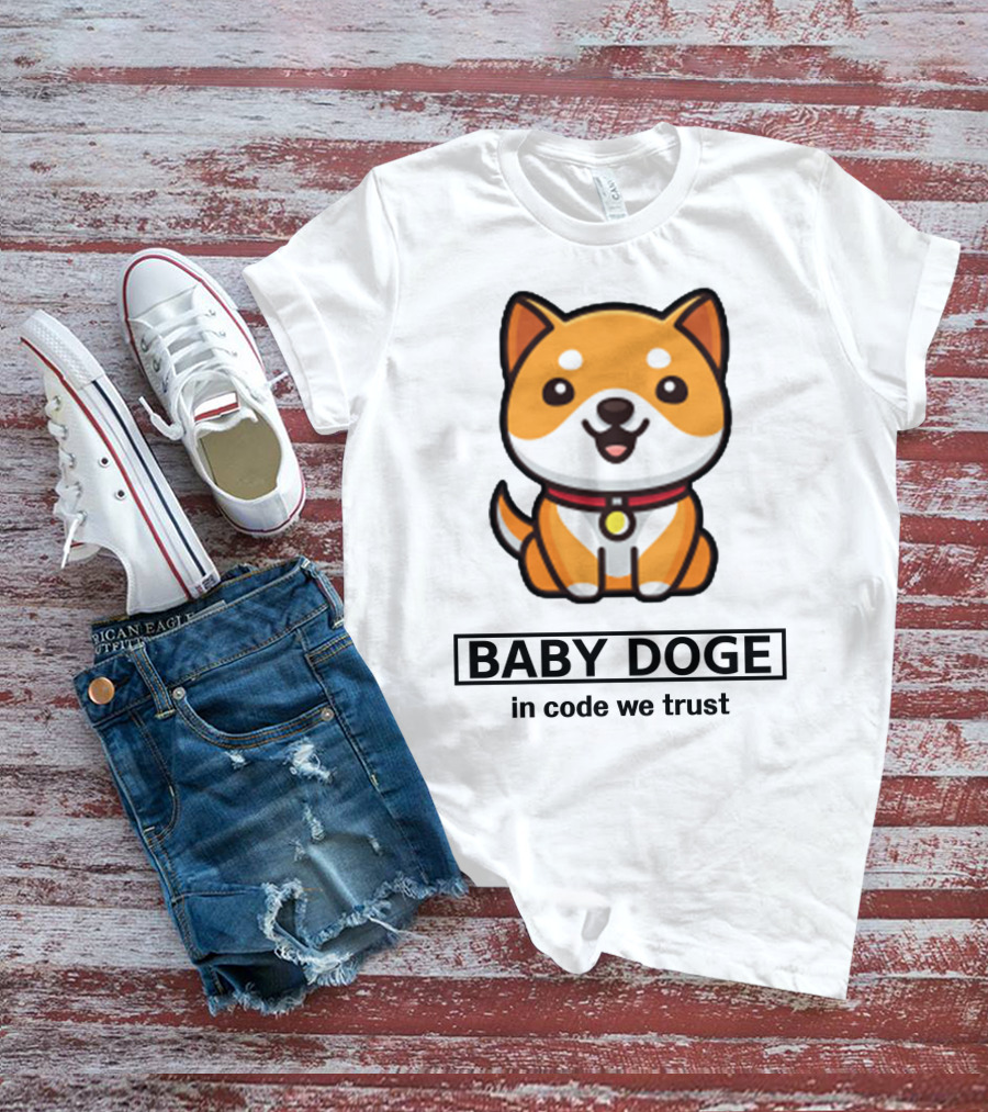 Baby Doge In Code We Trust Kawaii Shiba Inu Puppy T-Shirt