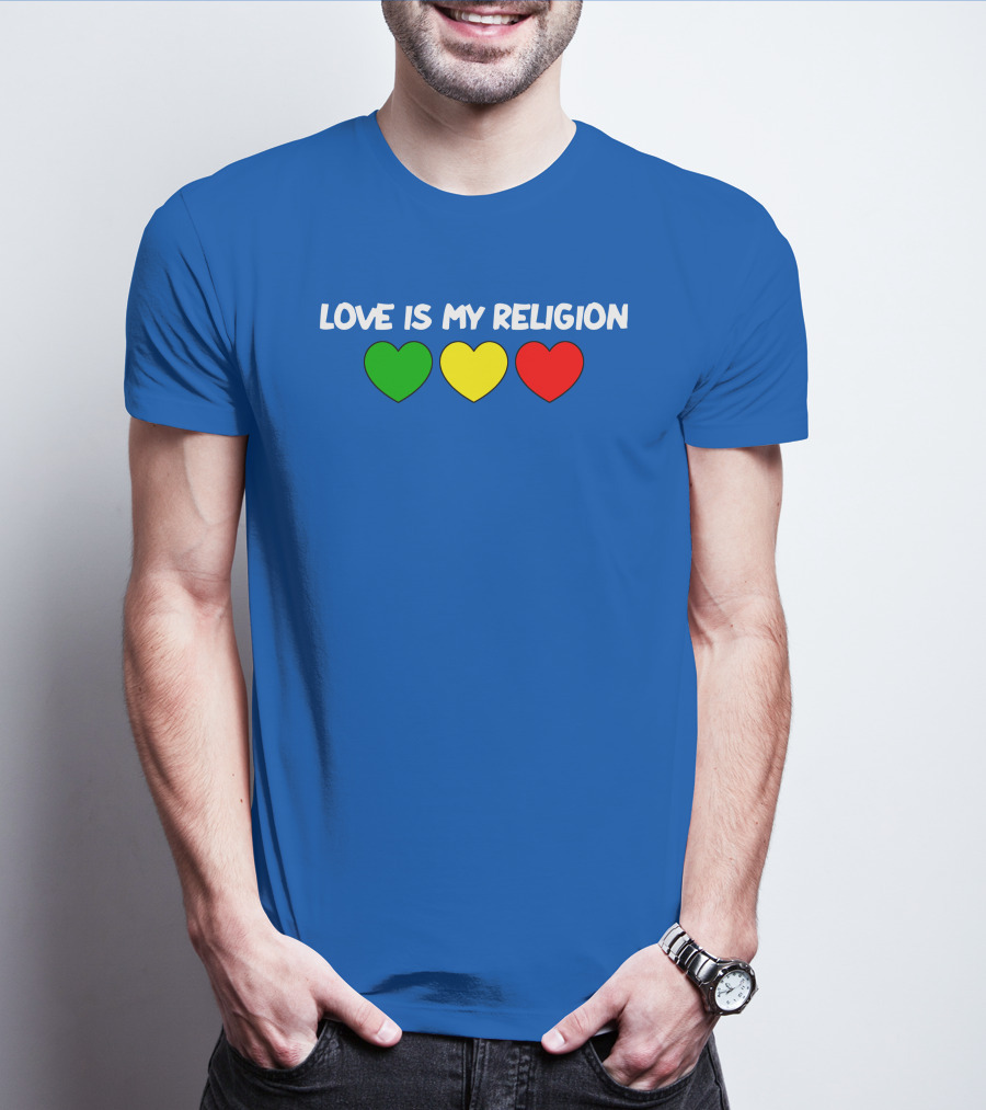 Ziggy Marley Love Is My Religion Green Yellow Red Hearts T-Shirt