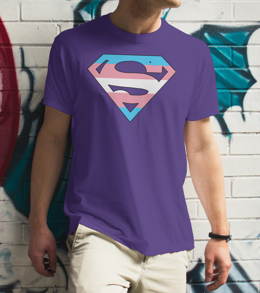 Superman Logo Trans Flag Trans Rights Are Human Rights T-Shirt