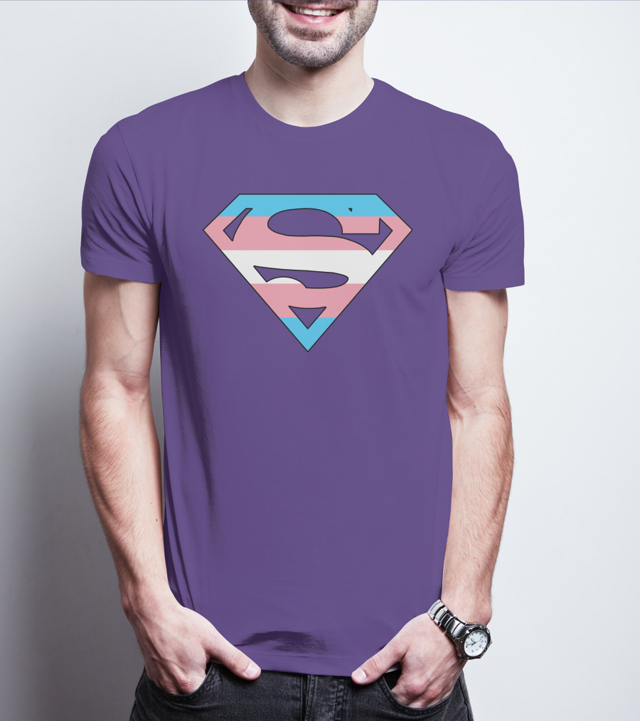 Superman Logo Trans Flag Trans Rights Are Human Rights T-Shirt