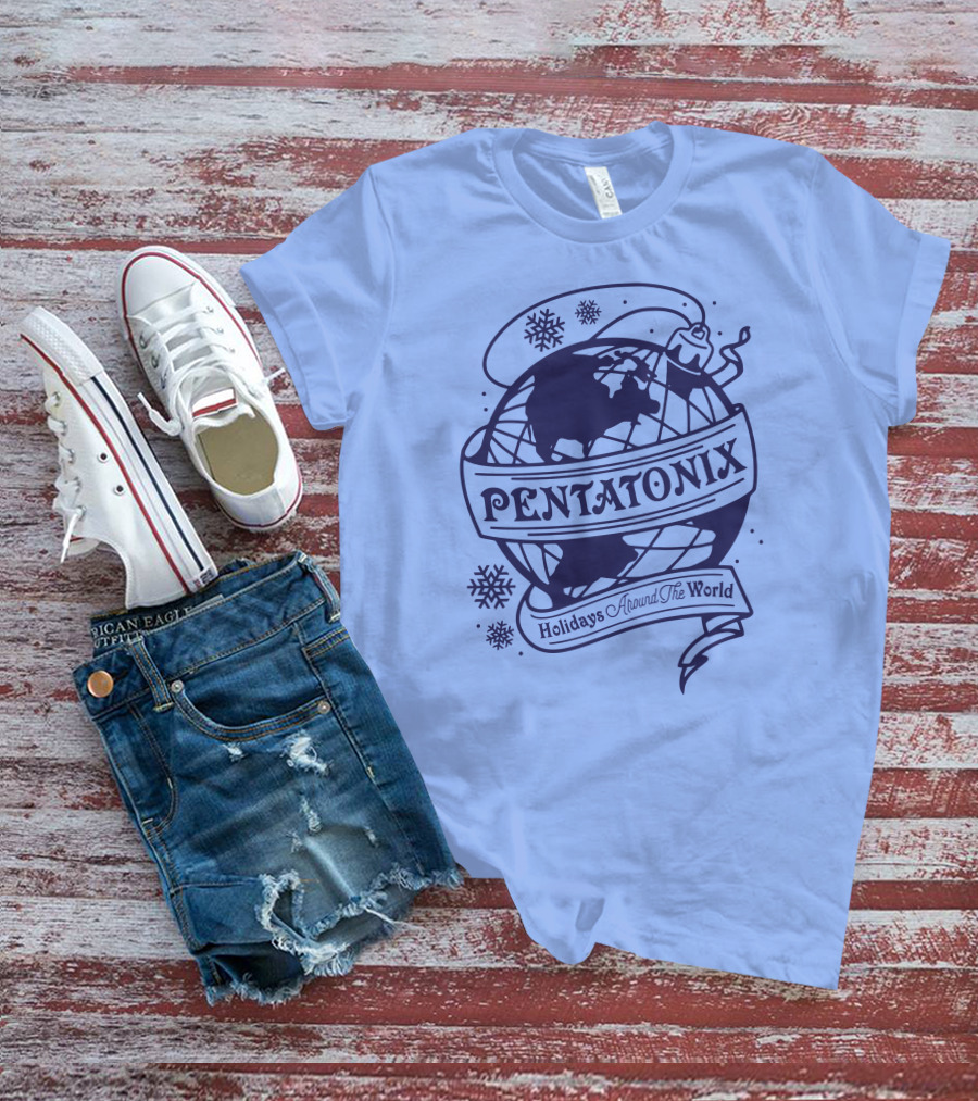 Pentatonix Holidays Around The World Globe And Snowflakes T-Shirt
