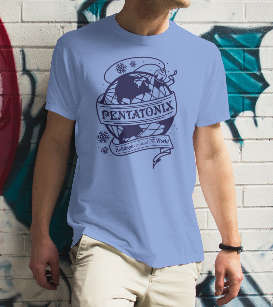Pentatonix Holidays Around The World Globe And Snowflakes T-Shirt