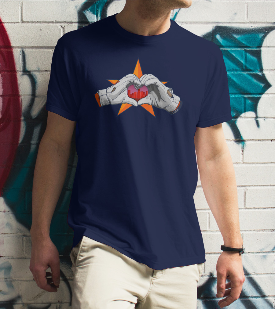 713Shirts Love Hou Astronaut Hands Heart Skyline Star Background T-Shirt