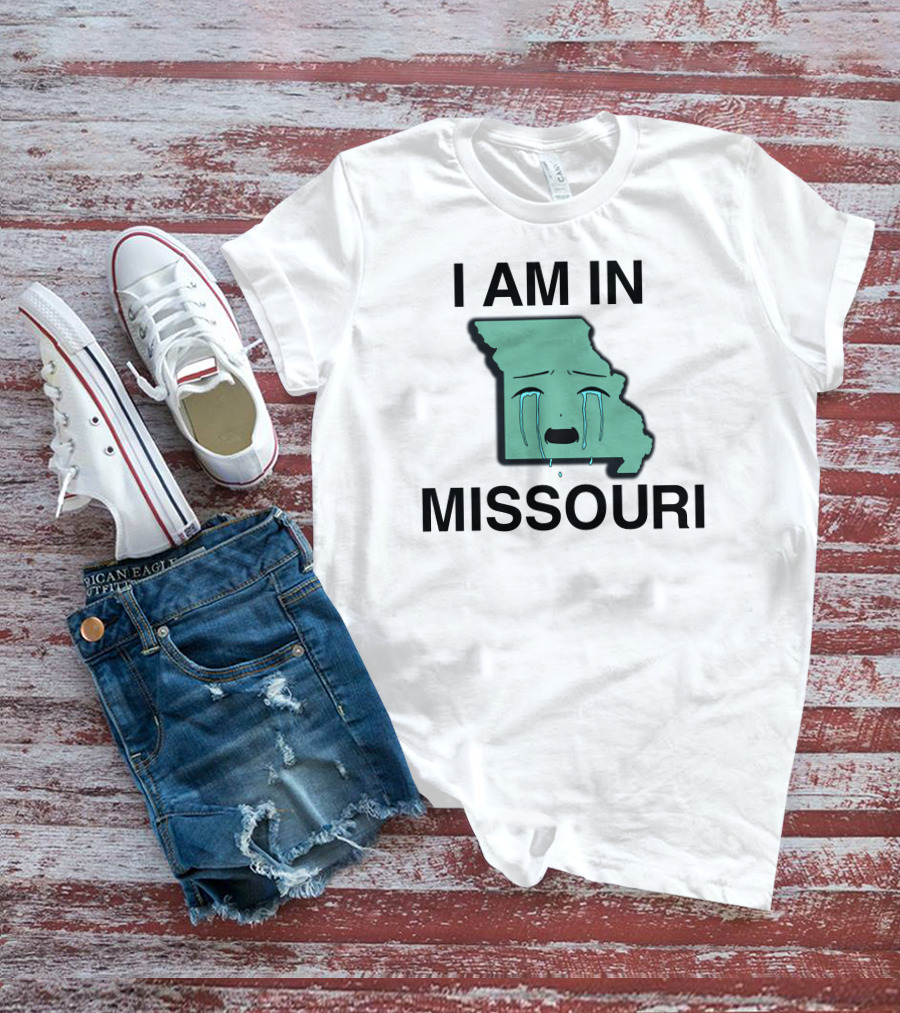 I Am In Missouri Crying State Map T-Shirt