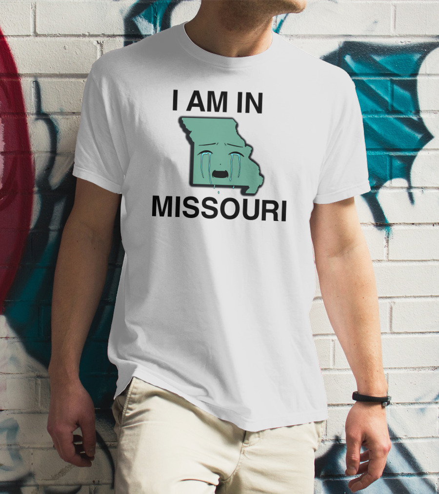I Am In Missouri Crying State Map T-Shirt