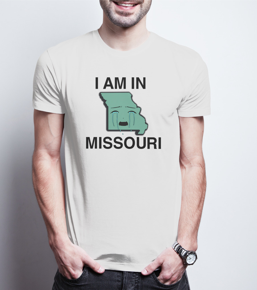 I Am In Missouri Crying State Map T-Shirt