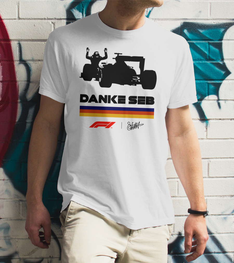Autosport Sebastian Vettel Danke Seb F1 Silhouette Champion T-Shirt