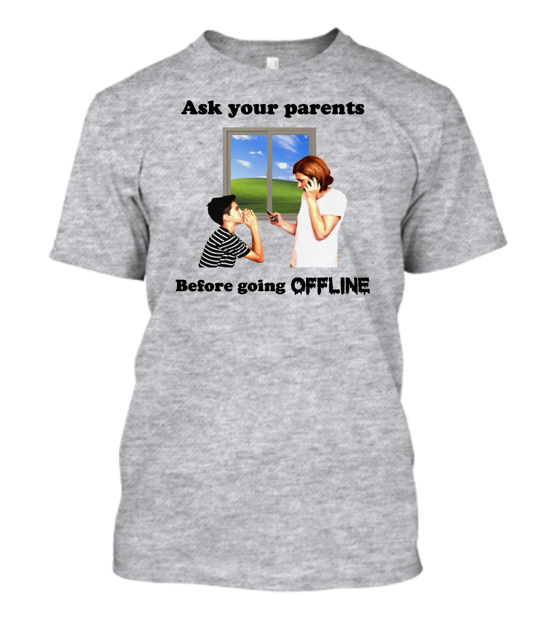 Ask Your Parents Before Going Offline Retro Technology Humor Scene T-Shirt