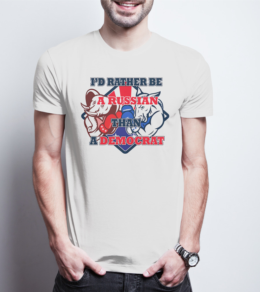 I'D Rather Be A Russian Than A Democrat Elephant And Donkey Boxing Gloves T-Shirt