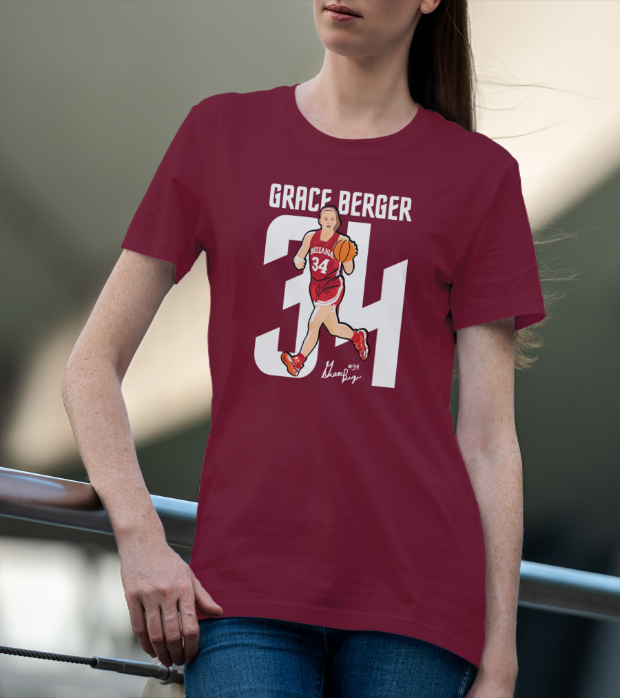 Grace Berger Indiana Basketball 34 Signature Player T-Shirt