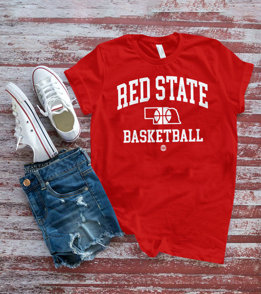 Red State Basketball Nebraska Outline Bbbprinting T-Shirt