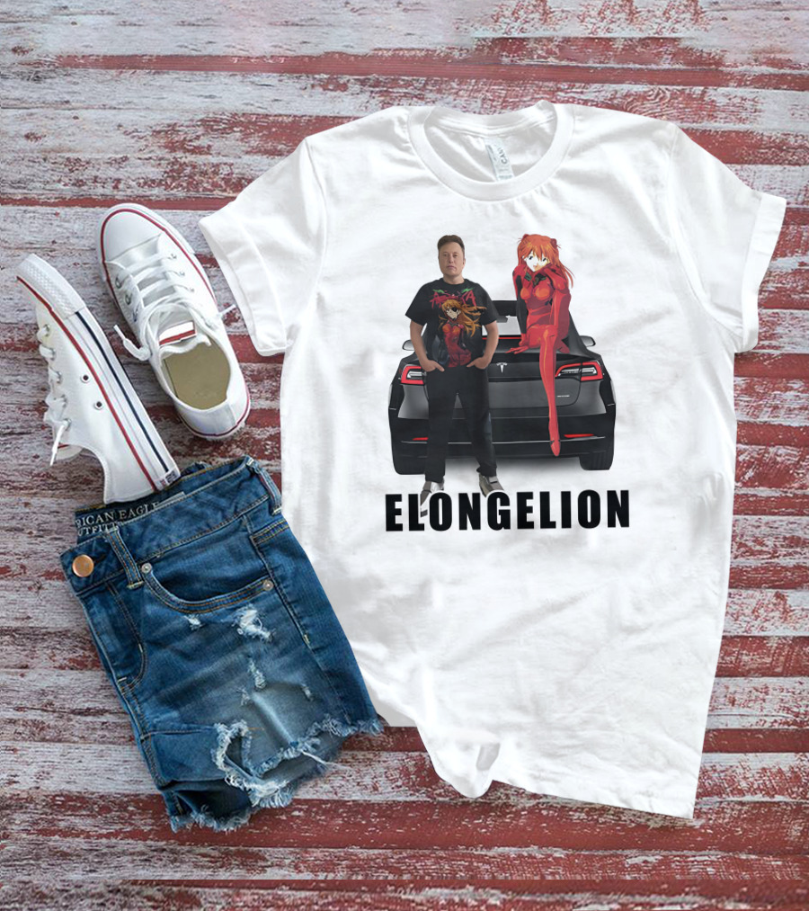 Goofyahhtees Elongelion Tesla Anime Fusion T-Shirt