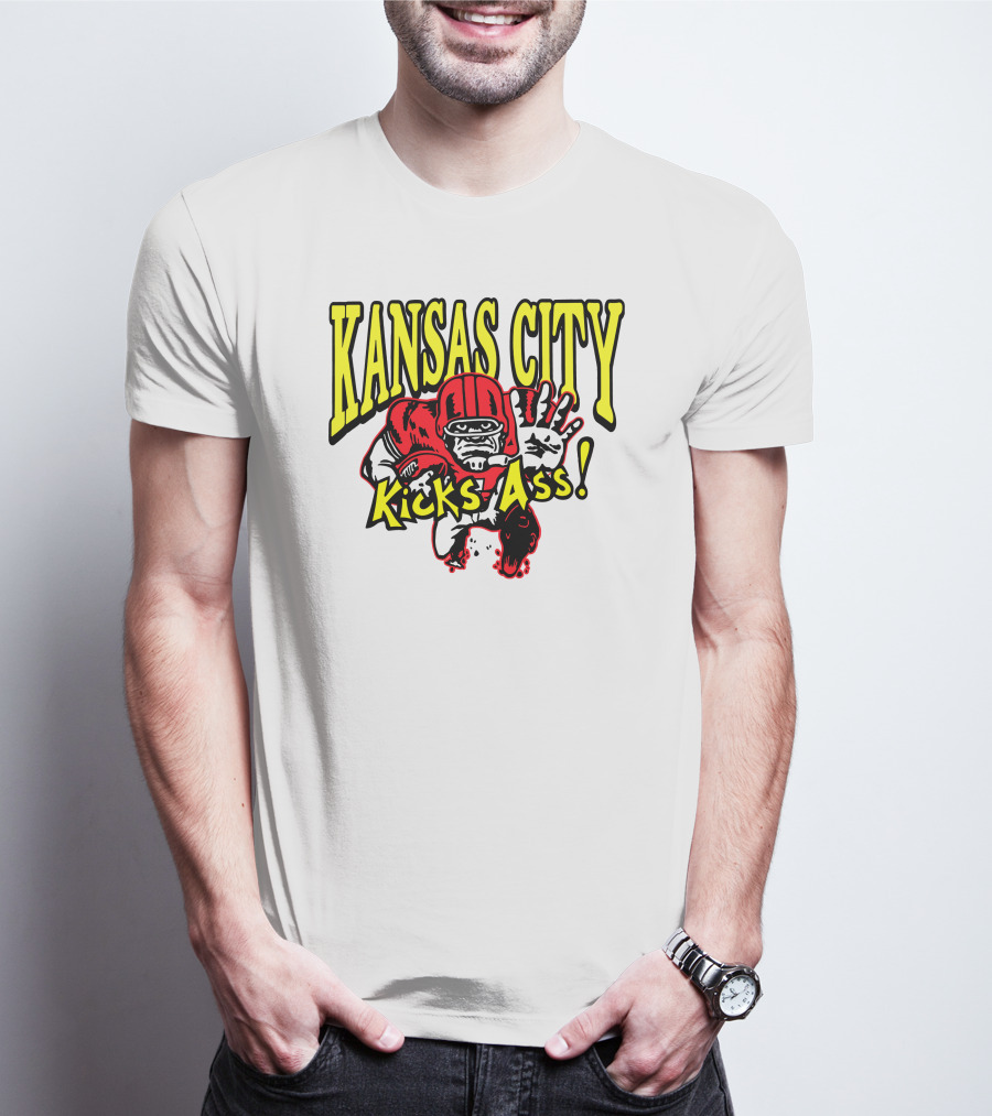 Kansas City Kicks Ass Red Football Player T-Shirt