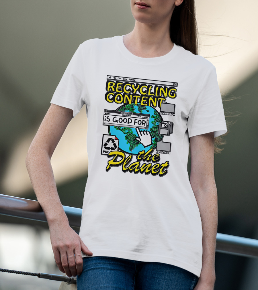 Recycling Content System Disk PDF Global Warm Earth Pics The Planet T-Shirt
