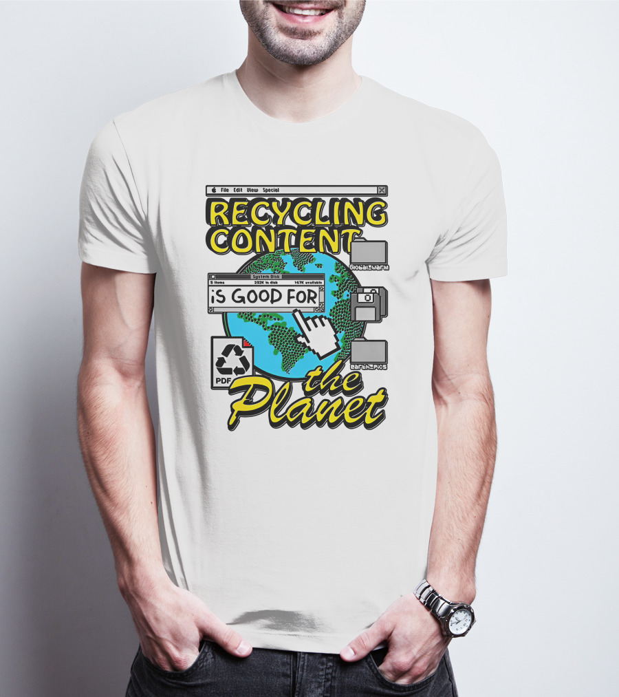 Recycling Content System Disk PDF Global Warm Earth Pics The Planet T-Shirt