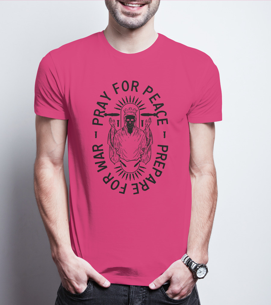 Lord Bell Pray For Peace Prepare For War Skeleton Halo T-Shirt