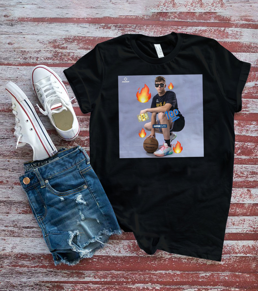 Goldenknight Austin Reaves Rigorer NBA Basketball Supercuts 100 Dollar Flames T-Shirt