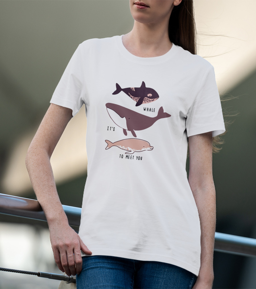Whale It's To Meet You Playful Ocean Creatures T-Shirt