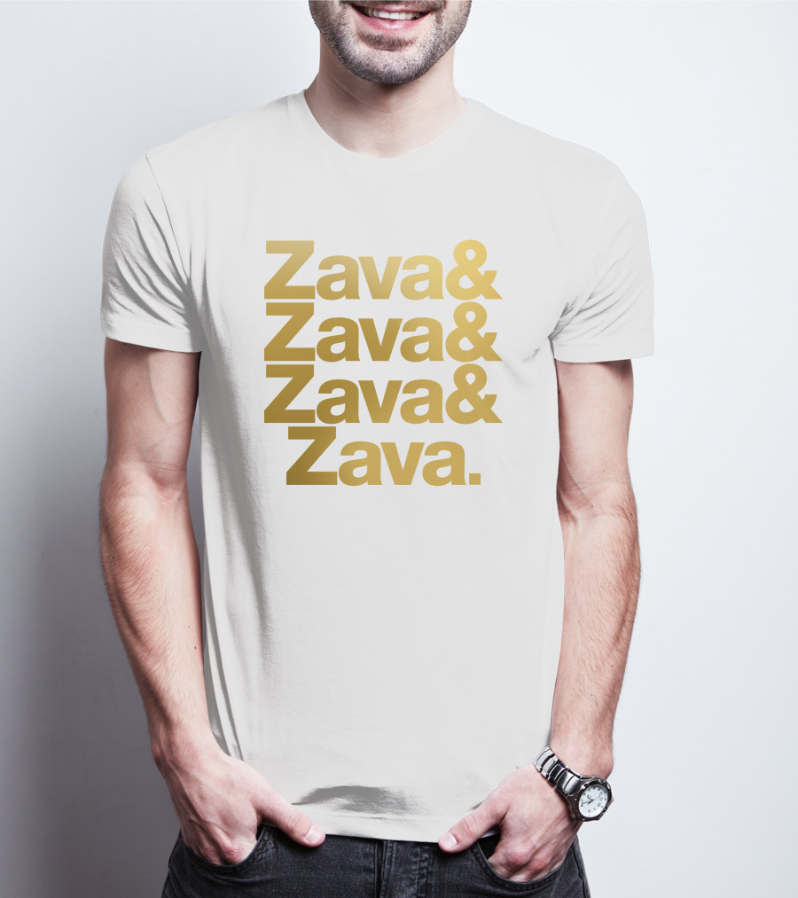 Zava Zava Zava Zava Gold Text Repetition T-Shirt