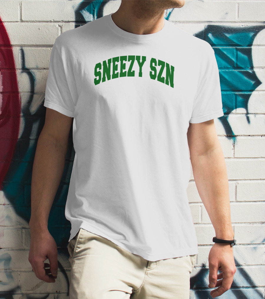 Sneezy Szn Green Text Arched T-Shirt