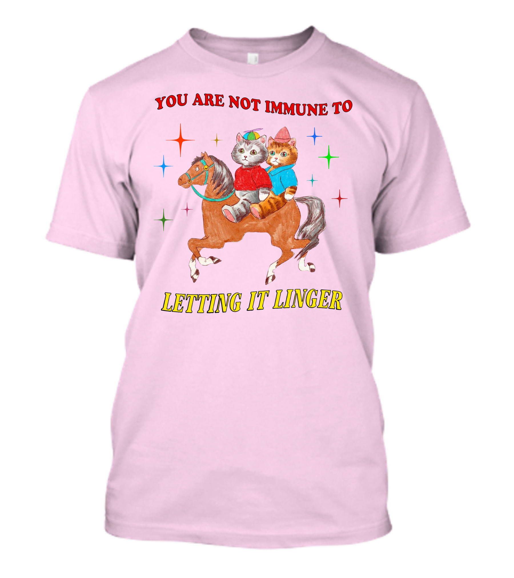 You Are Not Immune To Letting It Linger Cats On Horse With Colorful Stars T-Shirt