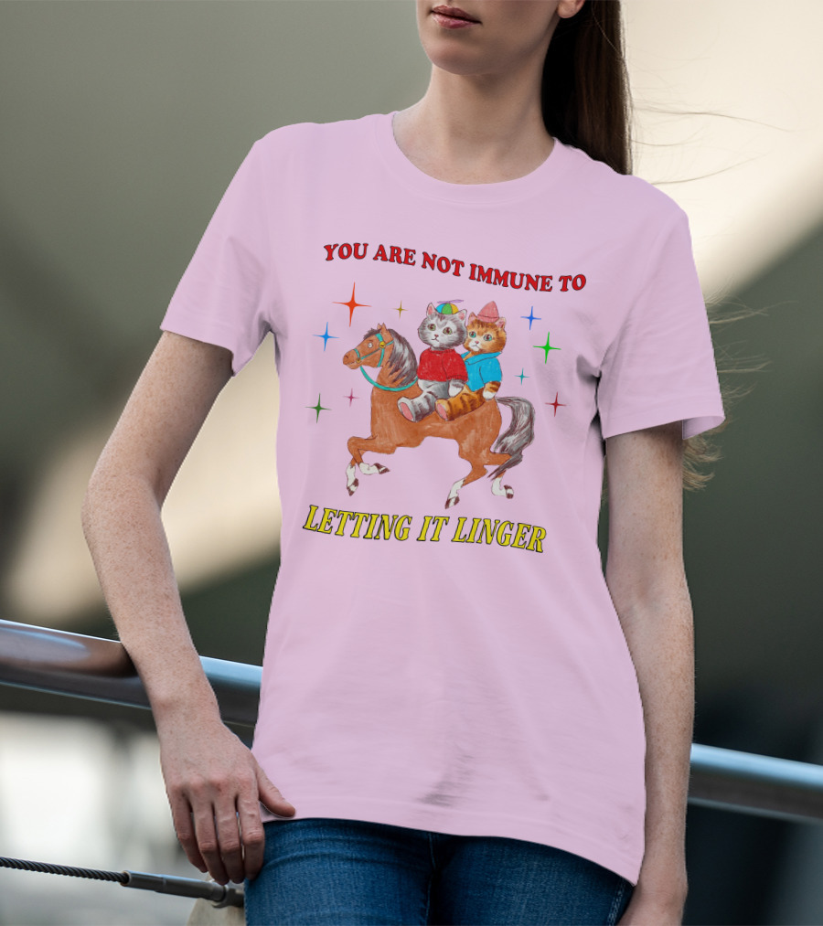 You Are Not Immune To Letting It Linger Cats On Horse With Colorful Stars T-Shirt