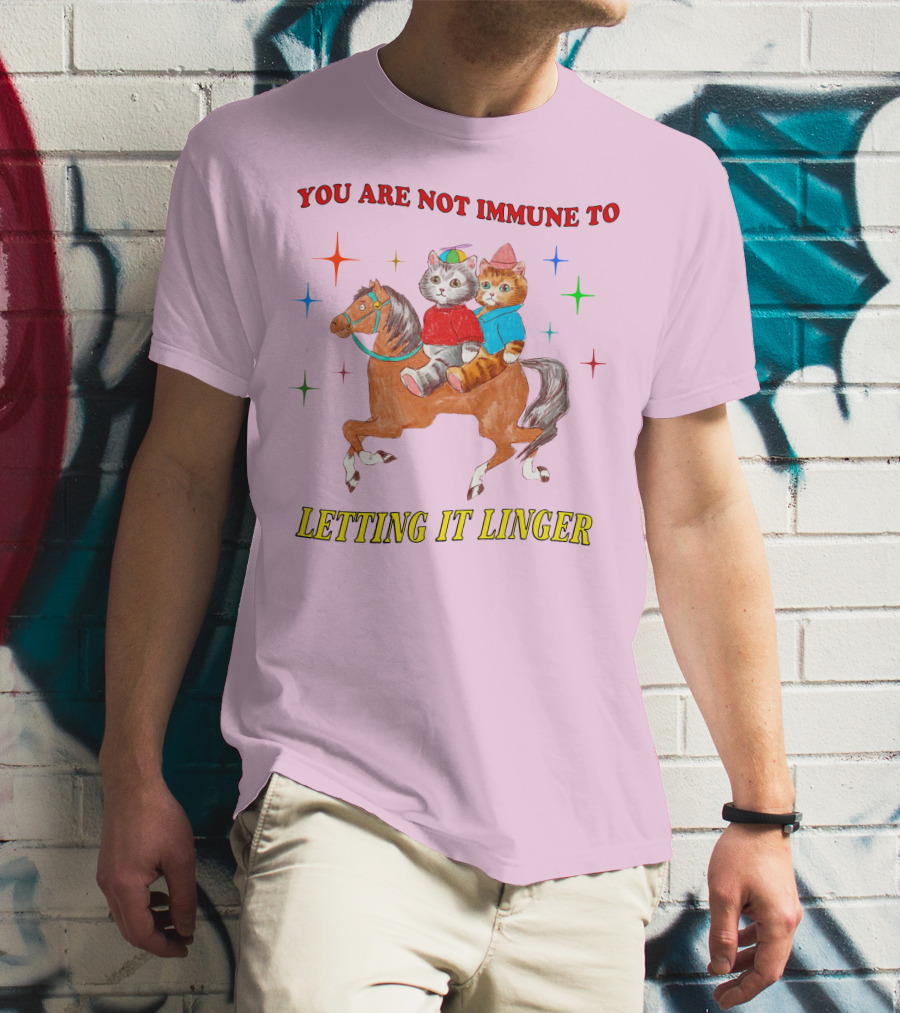 You Are Not Immune To Letting It Linger Cats On Horse With Colorful Stars T-Shirt