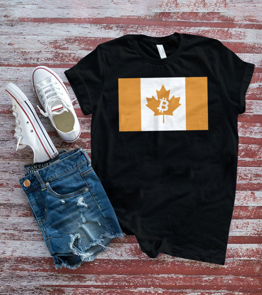 The Best Business Show Merch Bitcoin Canada Maple Leaf Orange Flag T-Shirt