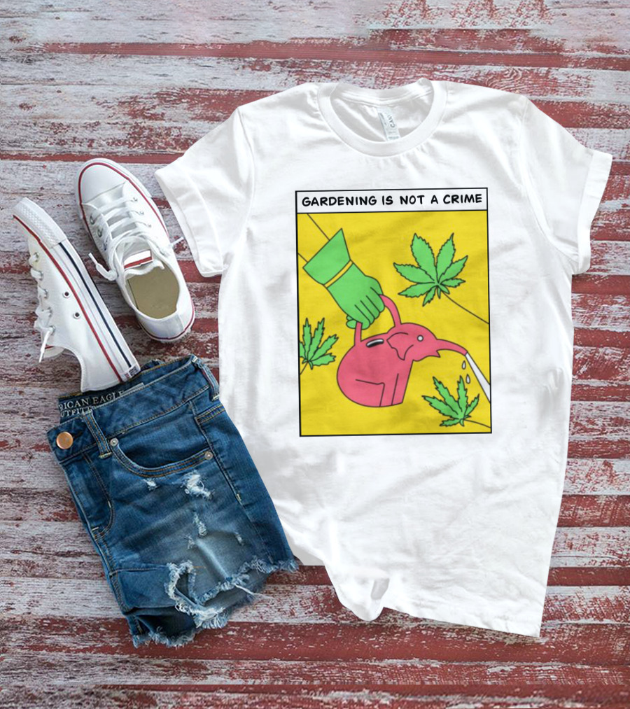 Gardening Is Not A Crime Hand Watering Can Cannabis Leaves T-Shirt