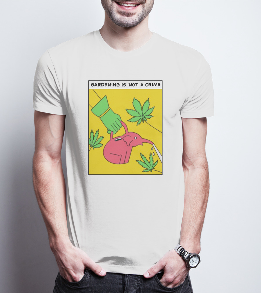 Gardening Is Not A Crime Hand Watering Can Cannabis Leaves T-Shirt