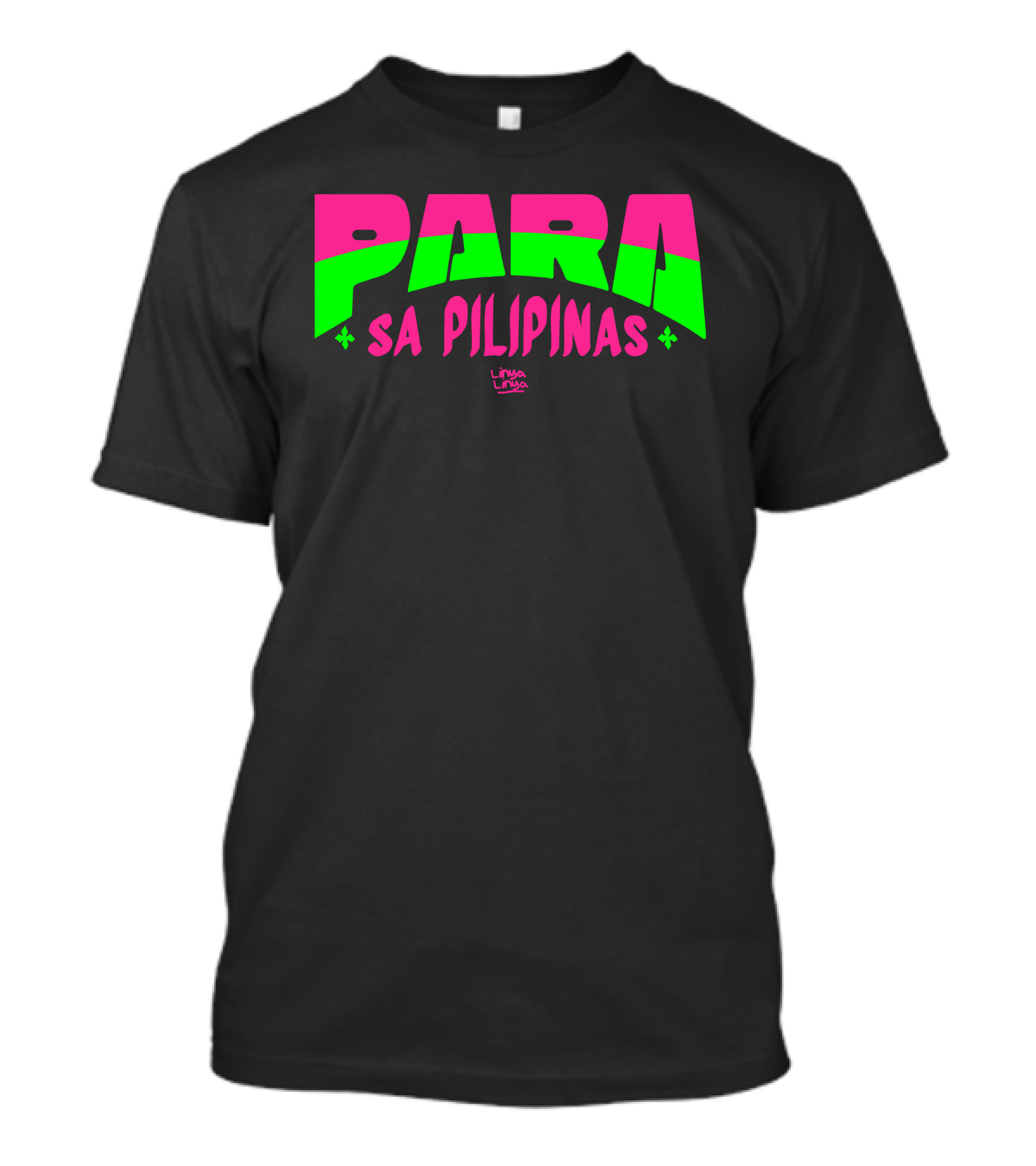 Gensanispink Para Sa Pilipinas Linya-Linya Pink And Green Text T-Shirt