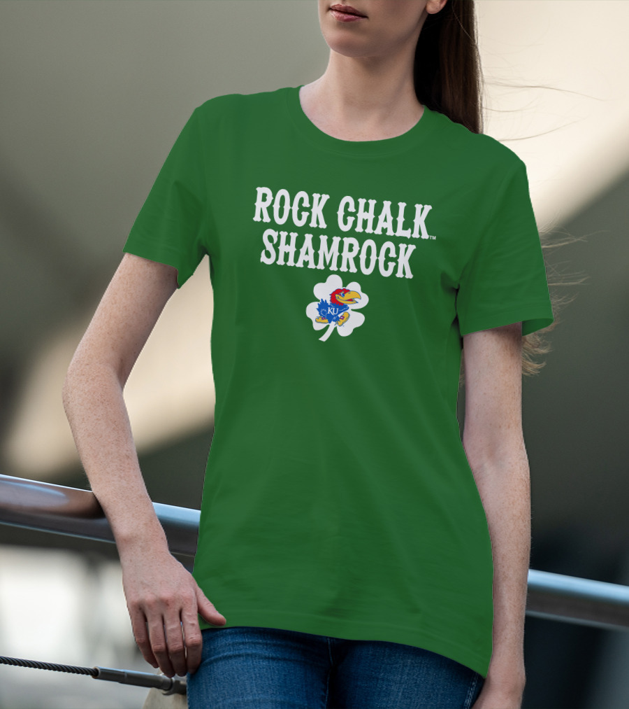 Rock Chalk Shamrock Kansas Jayhawks St Patrick’s Day Green T-Shirt