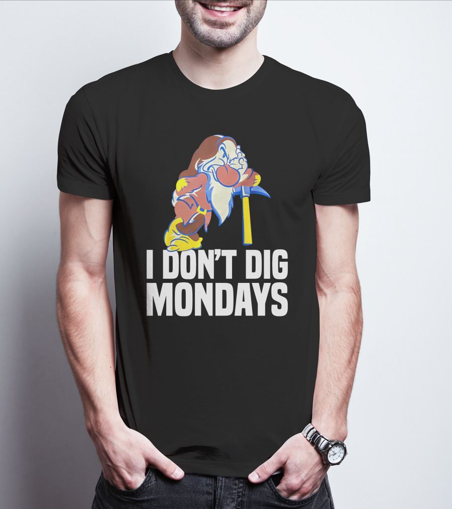 Grumpy I Don’t Dig Mondays Dwarf With Pickaxe T-Shirt
