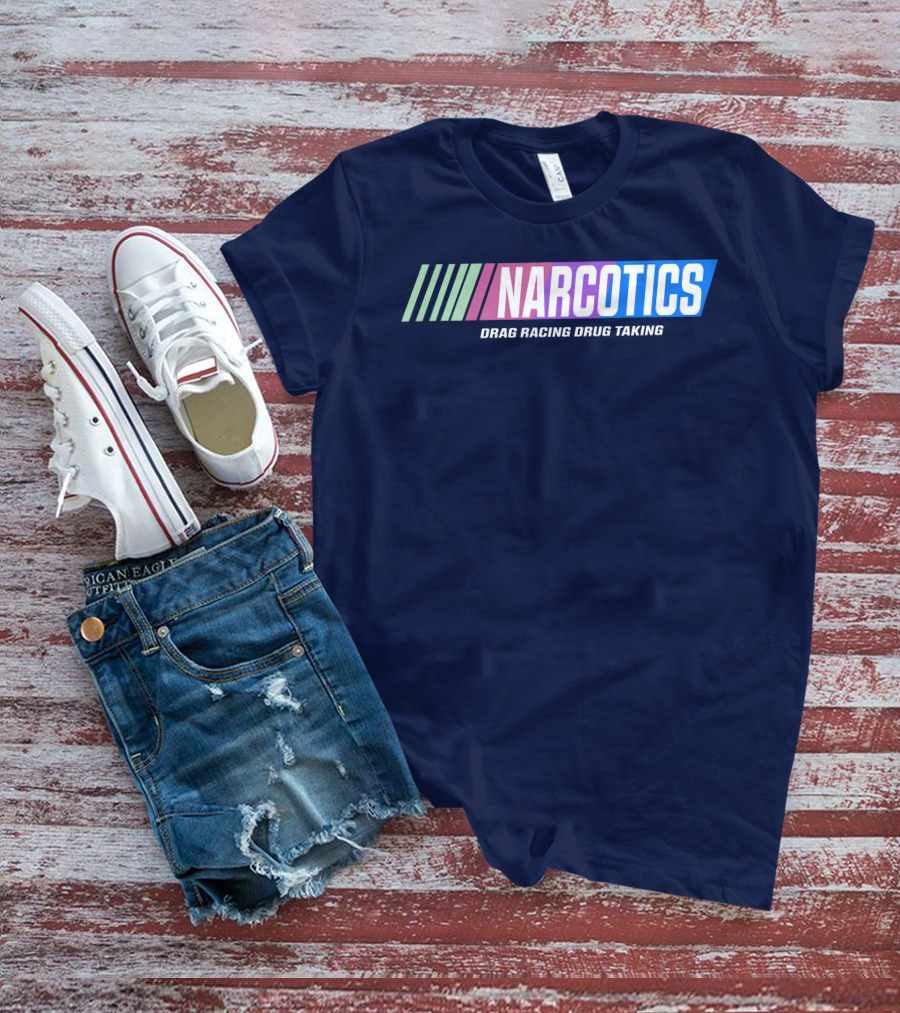 Narcotics Drag Racing Drug Taking Retro Style Racing Stripes T-Shirt