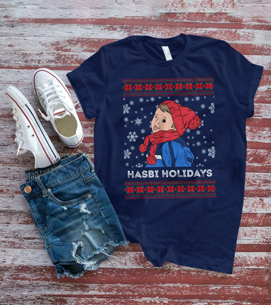 Hasbulla Merch Hasbi Holidays Snowflakes And Knit T-Shirt