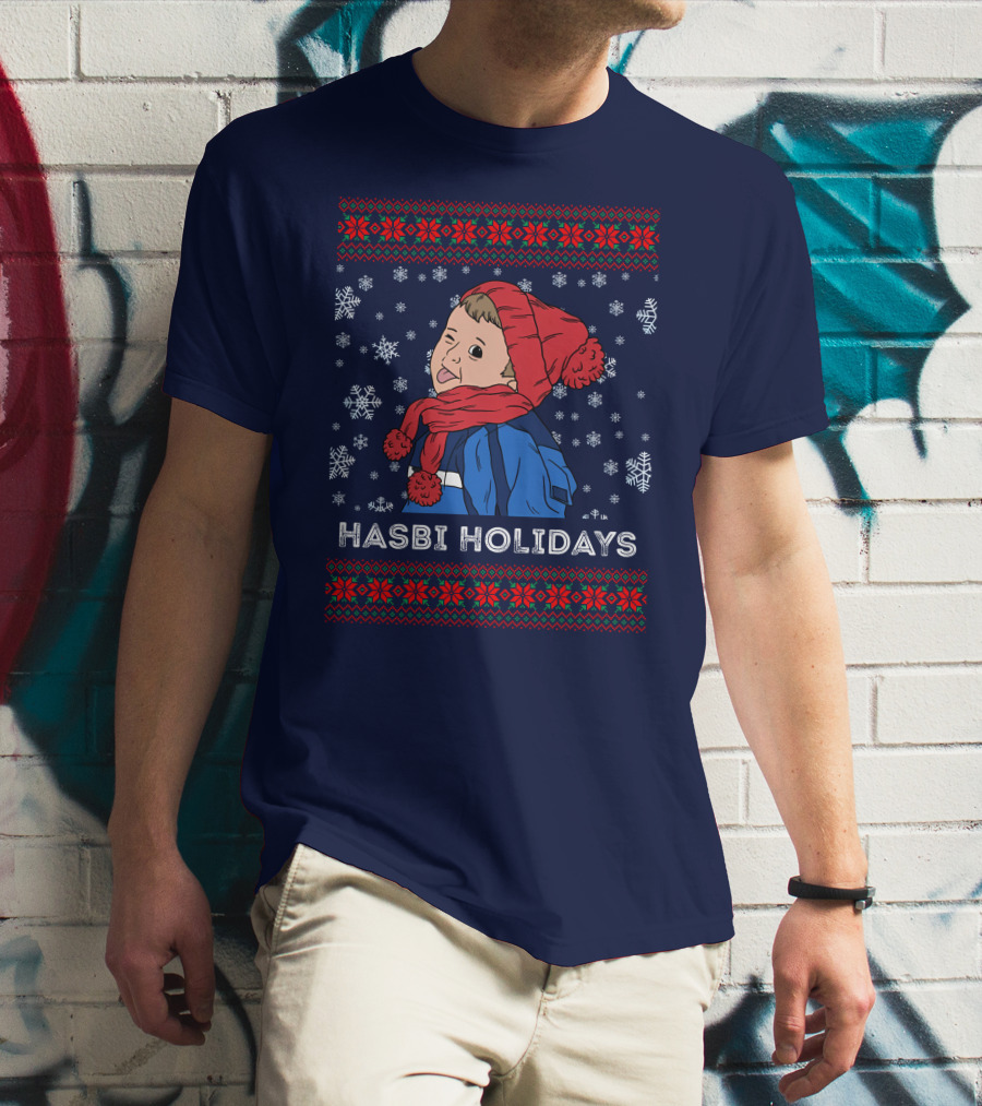 Hasbulla Merch Hasbi Holidays Snowflakes And Knit T-Shirt