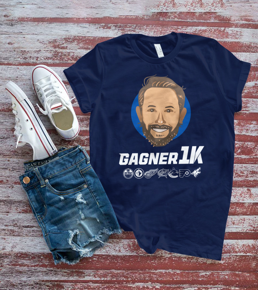 Gagner 1K Congrats Gags 1000 Career NHL Games Oilers Jets Red Wings Blue Jackets Canucks Flyers Coyotes T-Shirt