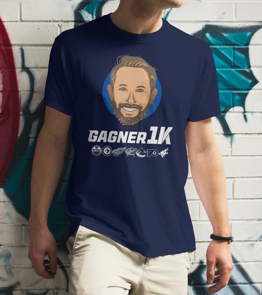 Gagner 1K Congrats Gags 1000 Career NHL Games Oilers Jets Red Wings Blue Jackets Canucks Flyers Coyotes T-Shirt